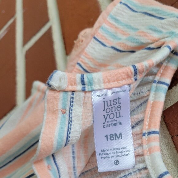 Just One You by Carters - Super Lightweight Striped Romper - Size 18 M - Picture 2 of 6